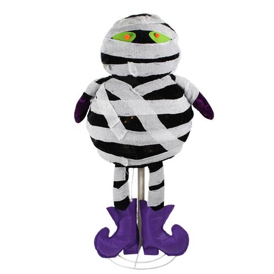 34" LED Lighted Standing Black & White Mummy Halloween Decoration